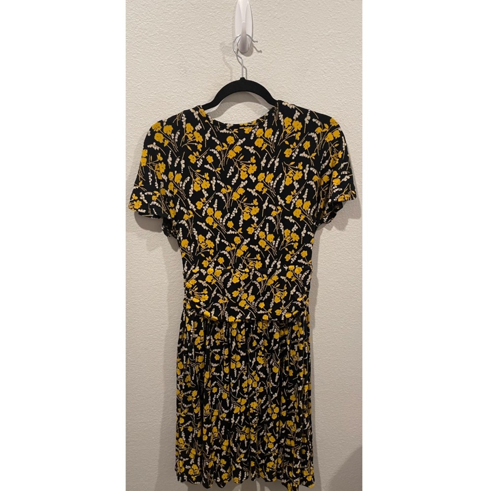 MAEVE Black Yellow Floral Corset Short Sleeve Mini Dress - Picture 5 of 5